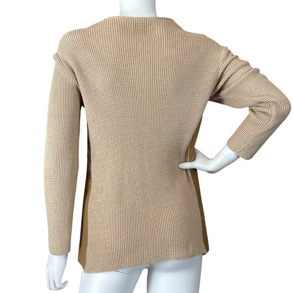 Gianfranco Ferre Italy Genuine Leather Knit Combo Jacket Tan Beige Size IT 42 - Picture 2 of 12